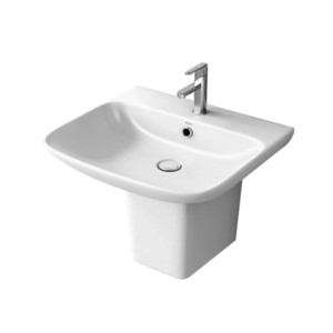 Simpolo Elan 517x460x460mm Wash Basin with 11005 Sift Half Pedestal Soft White