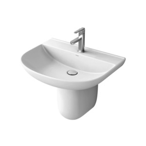 Simpolo Refin 510x410x470mm Wash Basin with 11004 Scooty Half Pedestal Soft White