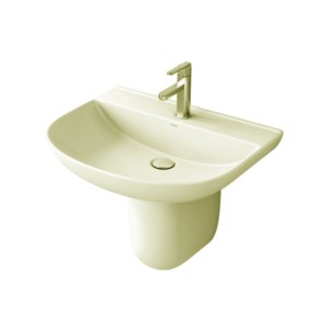 Simpolo Refin 510x410x470mm Wash Basin with 11004 Scooty Half Pedestal Ivory