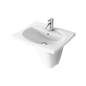 Simpolo Silex 550x405x510mm Wall Mounted Wash Basin with Integrated Half Pedestal Ivory