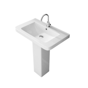 Simpolo Alvona 755x460x875mm Wash Basin with 11085 Vita Full Pedestal Soft White