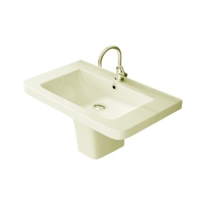 Simpolo Alvona 755x460x460mm Wash Basin with 11005 Sift Half Pedestal Ivory