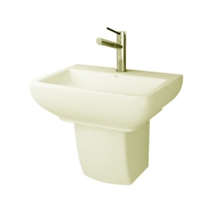Simpolo Senor 460x350x480mm Wash Basin with 11002 Sleet Half Pedestal Ivory