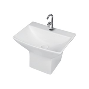 Simpolo Sabrina 475x380x370mm Wall Mounted Wash Basin with Integrated Half Pedestals