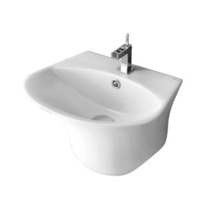 Simpolo Neo 400x380x280mm Wall Mounted Wash Basin with Integrated Half Pedestal