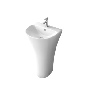 Simpolo Sifco 475x420x840mm One Piece Wash Basin with Integrated Full Pedestal
