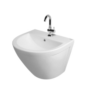 Simpolo Entasi 530x440x395mm Wall Mounted Wash Basin with Integrated Half Pedestal Sott White