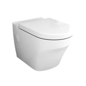 Simpolo Karen 560x365x370mm P Trap Wallvit Water Closet with 21006S Karen Soft Close Seat Cover and 26004 Outlet-Inlet Gasket Kit with Side Caps Soft White