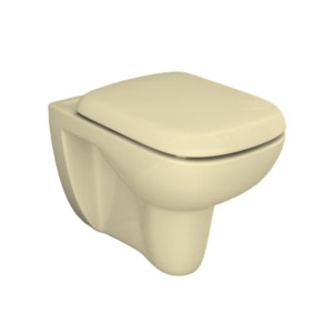 Simpolo Nettuno 21inch 530x360x370mm Rimless Wallvit P Trap Water Closet with 21011S Nettuno Soft Close Seat Cover and 26002 Outlet-Inlet Gasket Kit Ivory