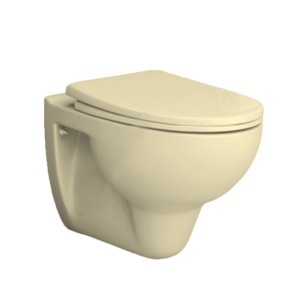 Simpolo Snazzy 21inch 530x362x345mm P Trap Wallvit Water Closet with 21014S Snazzy Soft Close Seat Cover and 26002 Outlet-Inlet Gasket Kit Ivory