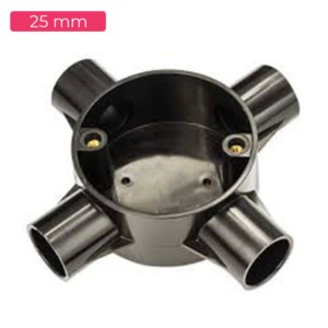 Shine Plast PVC Conduct Rigid 25mm 4way Black Junction Box Heavy Duty