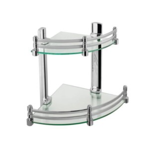 Somany Olive Corner Glass Shelf with Double Rail and ABS Frame