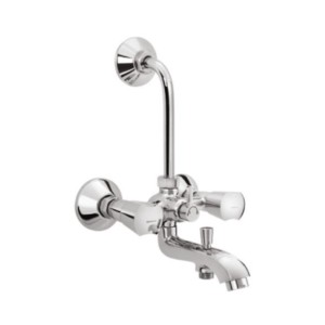 Somany Acme Wall Mixer 3 in 1 with Provision for Tel Showers and Over Head Shower with 115mm Long Bend Pipe