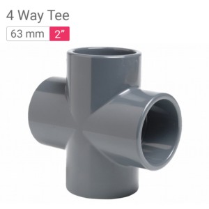 Truflo PVC 4 Way Tee 63mm 2inch