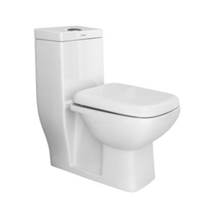 Simpolo Nettuno 665x370x720mm P Trap 180mm One Piece EWC with 21011S Soft Close Seat Cover and 45010 Dual Flush Soft White