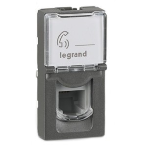 Legrand Arteor Telephone socket RJ11 with shutter 1 module Square Magnesium