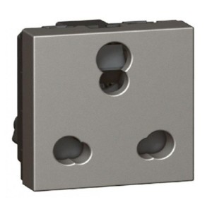 Legrand Arteor Socket Shuttered 6/16A 3 pin Indian 2 module Square Magnesium