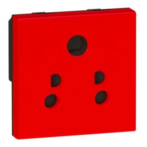 Legrand Arteor Tamperproof red Indian socket 6A (2/3 pin) 2 module Square 