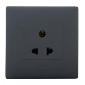 Legrand Mylinc Universal socket 6A 2/3 pin combine 2 module matt grey