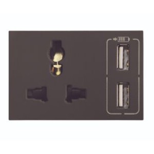 Legrand Lyncus Combi twin USB 2400mA multistandard socket type A Chic grey