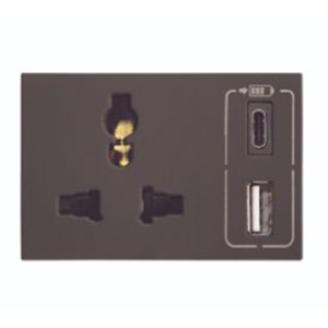 Legrand Lyncus Combi twin USB 2400mA multistandard socket type A & type C Chic grey