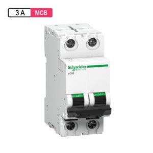 Schneider Electric Acti 9 AC MCB 3A C Curve 2M 2Pole xC60 ISI