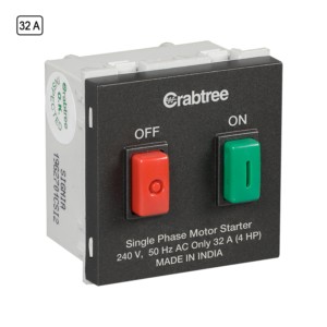 Crabtree Athena 32A motor starter Misty Grey MCB