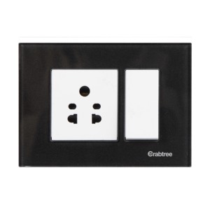 Crabtree Sparking Black 3M Combined Plate Azure