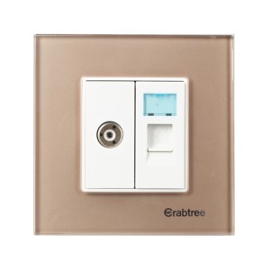 Crabtree Stone Beige 2M Combined Plate Glassique