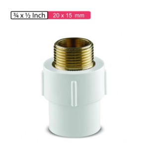 APL Apollo UPVC Male Adaptor Brass Threaded 0.75x0.5inch 20x15mm SCH80