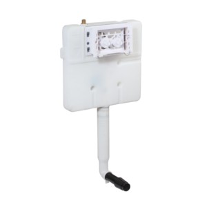 Eauset Single-piece Slim 440x440x80 Concealed Cistern Body Pneumatic Operated with installation kit without front control plate.