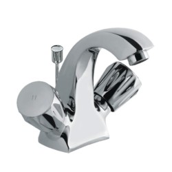 Jaquar Continental Central Hole Basin Mixer with Popup Waste System with 450mm Long Braided Hoses