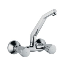 Jaquar Continental Sink Mixer with Raised ‘J’ Shaped Swinging Spout (Wall Mounted Model) with Connecting Legs & Wall Flanges