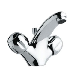 Jaquar Clarion Central Hole Basin Mixer with Popup Waste System with 450mm Long Braided Hoses