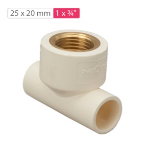 Finolex CPVC Tee Brass Insert 25x20mm 1x0.75inch