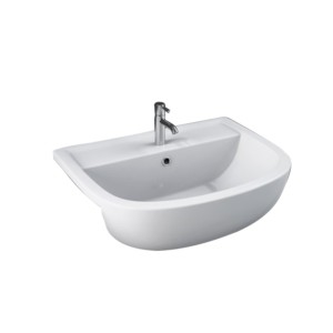 Rak Compact 55cm 550x415x195 Semi Recessed Wash Basin White