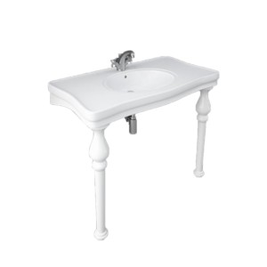 Rak Deluxe 108cm 1082x605x870 Console Wash Basin White with Leg 2Pcs
