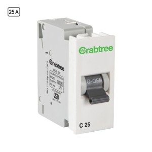 Crabtree 25 A SP Mini MCB C Series 3 kA Chalk White