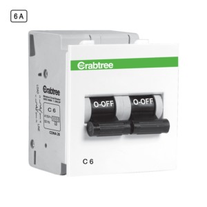 Crabtree Verona 6 A DP Mini MCB C Series 3 kA White