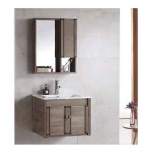 Johnson Grace Antique Pine 80cm Wall Hung Cabinet with Basin 800x470x460mm and Mirror with Side Cabinet 740x125x680mm
