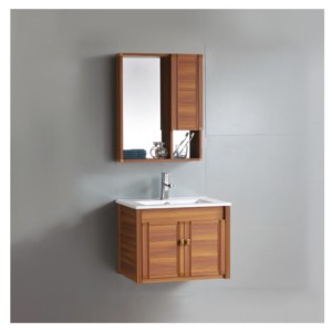 Johnson Grace Walnut 80cm Wall Hung Cabinet with Basin 800x470x460mm and Mirror with Side Cabinet 740x125x680mm