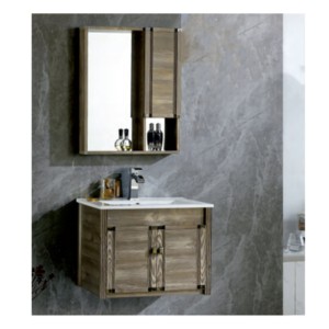 Johnson Grace Antique Pine 60cm Wall Hung Cabinet with Basin 600x470x460mm and Mirror with Side Cabinet 540x125x680mm