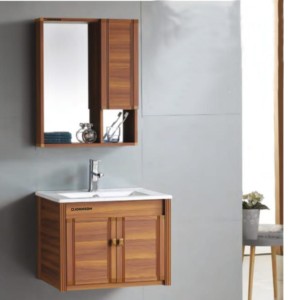 Johnson Grace Walnut 60cm Wall Hung Cabinet with Basin 600x470x460mm and Mirror with Side Cabinet 540x125x680mm