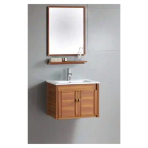 Johnson Grace Walnut 80cm Wall Hung Cabinet with Basin 800x470x460mm and Mirror with Shelf 740x22x680mm