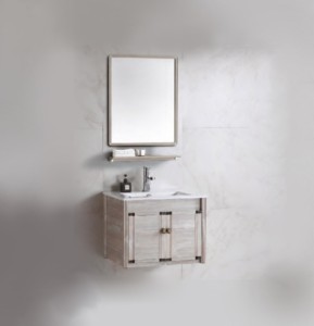 Johnson Grace Alba Oak 60cm Wall Hung Cabinet with Basin 600x470x460mm and Mirror with Shelf 540x22x680mm