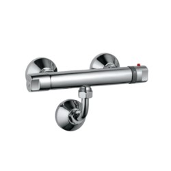 Jaquar Eko Exposed Shower Mixer Wall Mounted with Thermostatic Control Cartridge, 115mm Long Bend Pipe on Lower Side, Connecting Legs & Wall Flanges