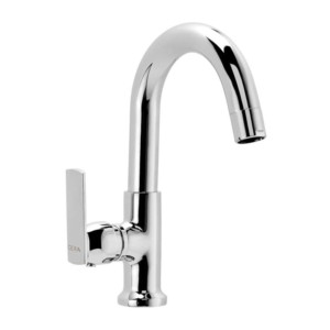 Cera Titanium Pillar cock with swan neck spout left and aerator