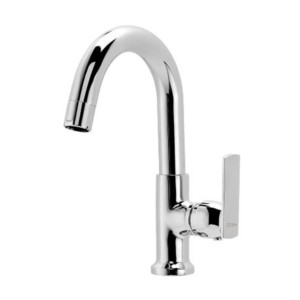 Cera Titanium Pillar cock with swan neck spout right and aerator