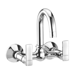 Cera Titanium Sink mixer wall mounted with 150mm long swivel spout