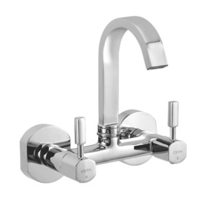 Cera Gayle Sink Mixer wall mounted with 150mm long swivel spout